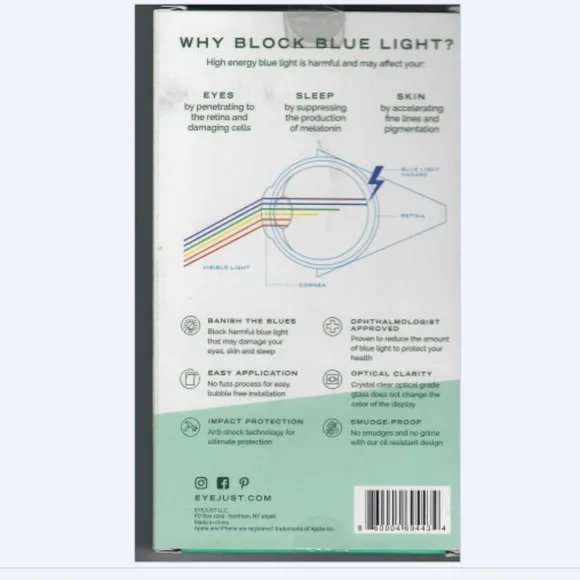 NWOT iPhone 12 Eye Just Blue Light Blocking Screen Protector - Picture 2 of 2